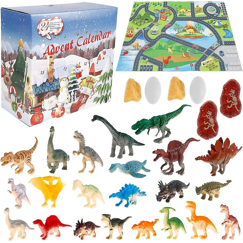 Christmas Advent Calendar Blind Box,Christmas Countdown Dinosaur Blind Box Comes to Calendar DIY Tyrannosaurus Rex Dinosaur Toy Set for Christmas Gifts