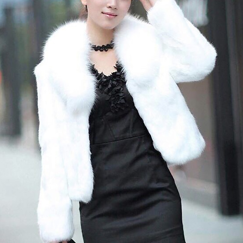 Shrug Bridal's Wraps Coats / Jackets Elegant Long Sleeve Faux Fur Wedding Wraps With Pure Color For Wedding Fall2