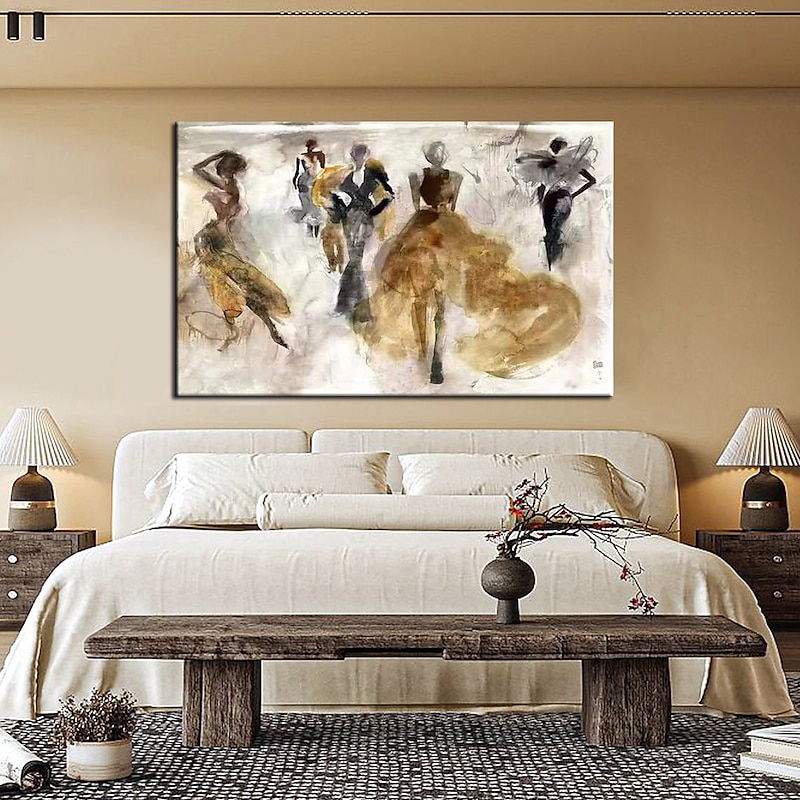 Handmade Modern Oil Painting Hand Painted Scandinavian Creative Portrait Oil Painting Fashion Week Giclee picture Wall Art Ballet Art Dance Art Canvas Art Decor Rolled Canvas3