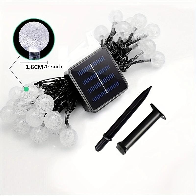 1pc 5M-30LED Outdoor Solar Bubble Ball Light String, Ground Insertion Light String, Outdoor Waterproof ,Halloween Decorations Lights Outdoor, Waterproof Solar Patio Lights With Remoted Control3