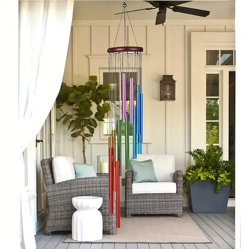 Outdoor Wind Chimes with 12 Colored Aluminum Tubes and Hooks, Decorated with Commemorative Wind Chimes for Families, Courtyards, Gardens, and Outdoor Occasions4