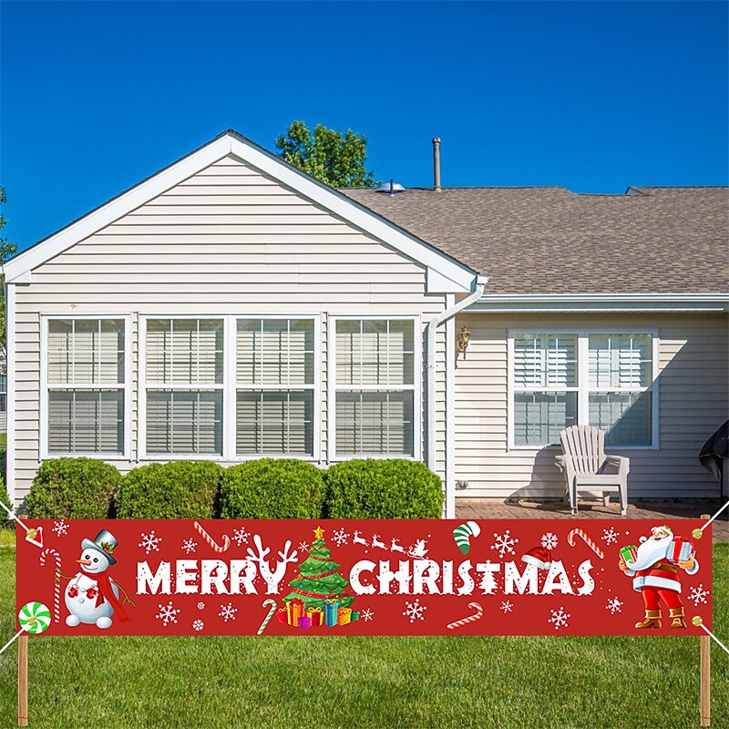 Christmas Banners Festive Atmosphere Decoration Santa Claus Snowman Courtyard Party Flag Hanging Huge Sign Holiday Party Supplies Home Decor For Outdoor Indoor Yard Garden Porch Lawn2