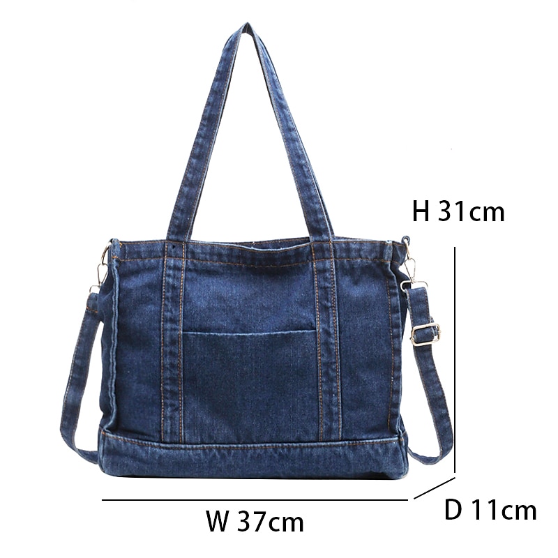Denim Shoulder Bag for Women – Large Capacity, Multi-Carry Design, Casual Everyday Tote3