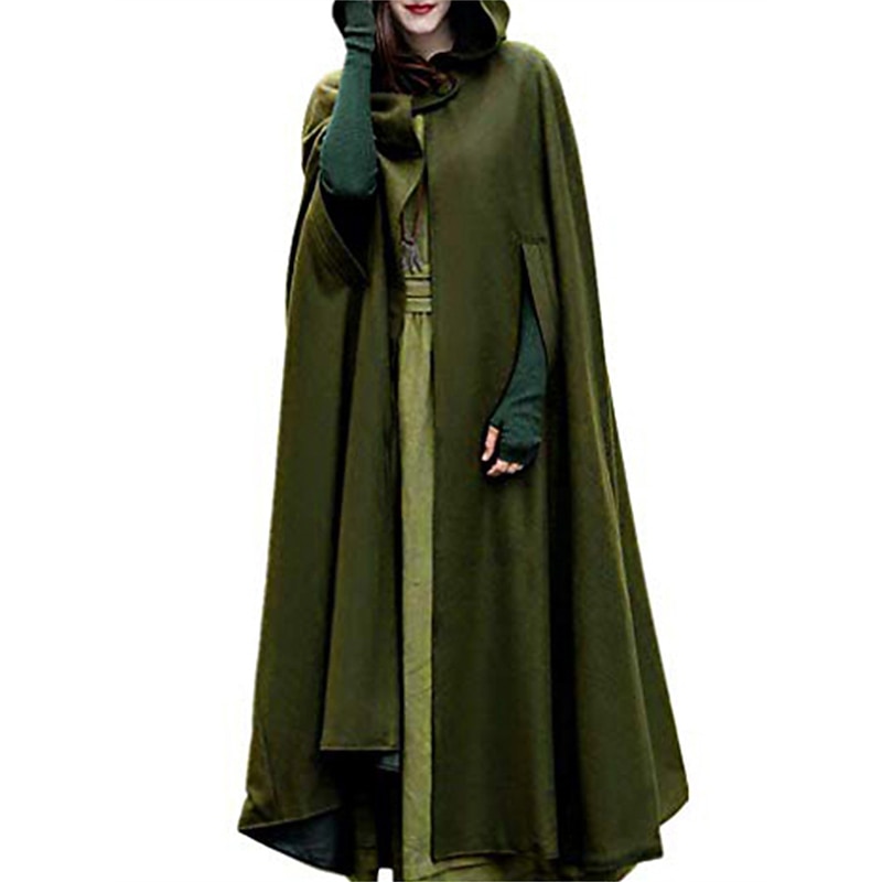 Women's Cloak / Capes Outdoor Daily Wear Going out Fall Winter Long Coat Regular Fit Windproof Warm Stylish Classic Style Casual Jacket 3/4 Length Sleeve Plain Oversize Black Blue Army Green2