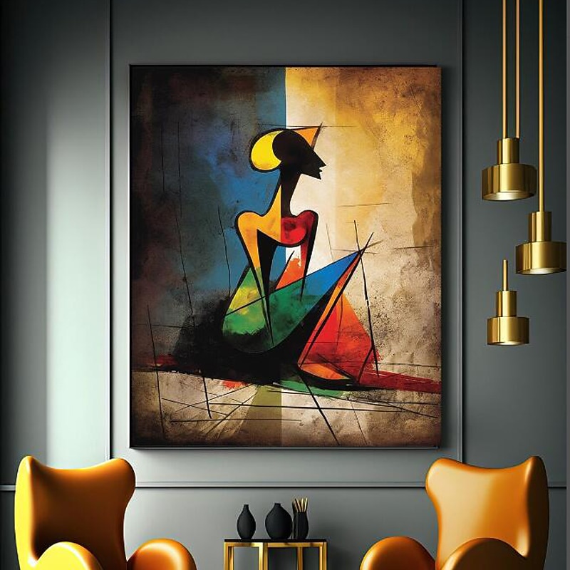 Hand Painted Abstract Painting Texture Girl Original Oil Paintings on Canvas as Personalized Gift Modern Wall Decor Fashion Girls Rolled Canvas (No Frame)2