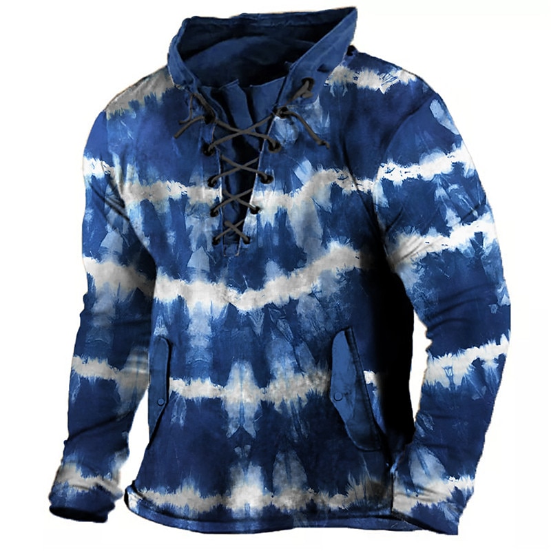 Men's Color Block Patchwork Graphic Prints Sweatshirts Sweatshirt Pullover Long Sleeve Sweatshirt Stand Collar Daily Classic Casual 3D Print Holiday Going out Streetwear Drawstring Print Spring4