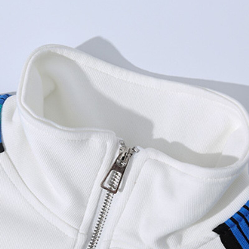 2 Pieces Kids Boys Tracksuits Outfit Letter Stripe Long Sleeve Side Stripe Set Daily Spring Fall 7-13 Years White Gray4