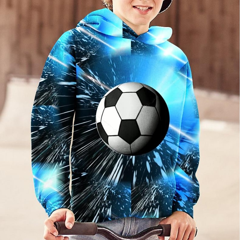 Boys 3D Football Hoodie Long Sleeve 3D Print Fall Active Kids 4-12 Years Regular Fit2