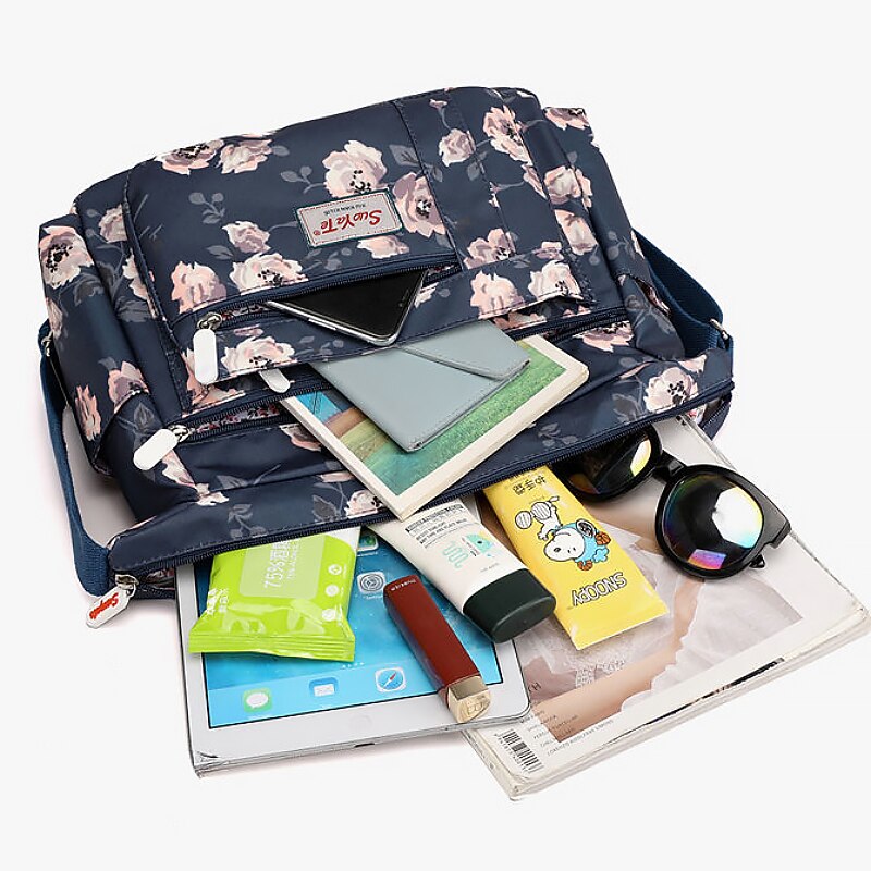 Women's Floral Print Crossbody Bag – Lightweight Water-Resistant Multi-Pocket Shoulder Bag for Daily Use4