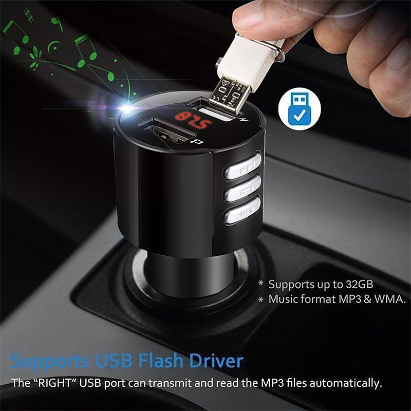 Wireless Bluetooth 5.0 Car FM Transmitter MP3 Music Player AUX Radio Adapter Dual USB Charger Handsfree Car Kits3