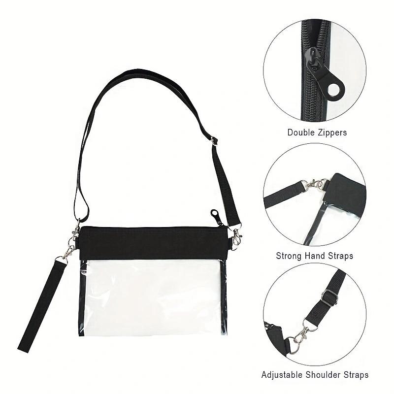 Clear PVC Crossbody Bag, Trendy Stadium Approved Clutch Purse, Waterproof Handbags With Wristlet2