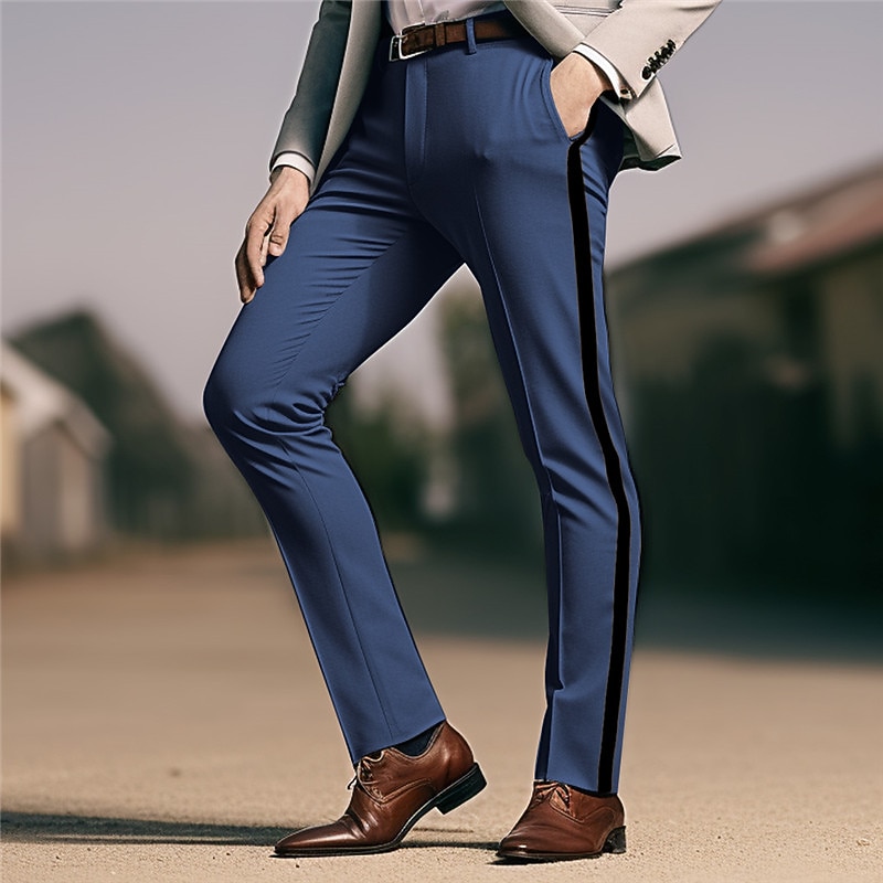 Men's Dress Pants Trousers Casual Pants Front Pocket Patchwork Comfort Business Daily Holiday Fashion Chic & Modern Blue Brown3