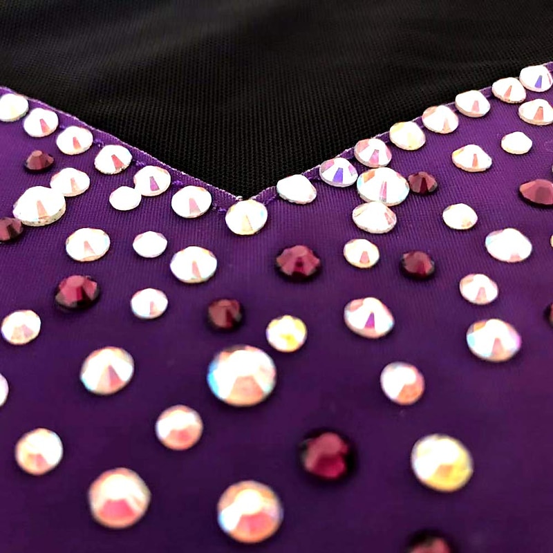 Figure Skating Dress Women's Girls' Ice Skating Dress Purple Stretchy Training Competition Skating Wear Thermal Warm Crystal / Rhinestone Long Sleeve Ice Skating Figure Skating4