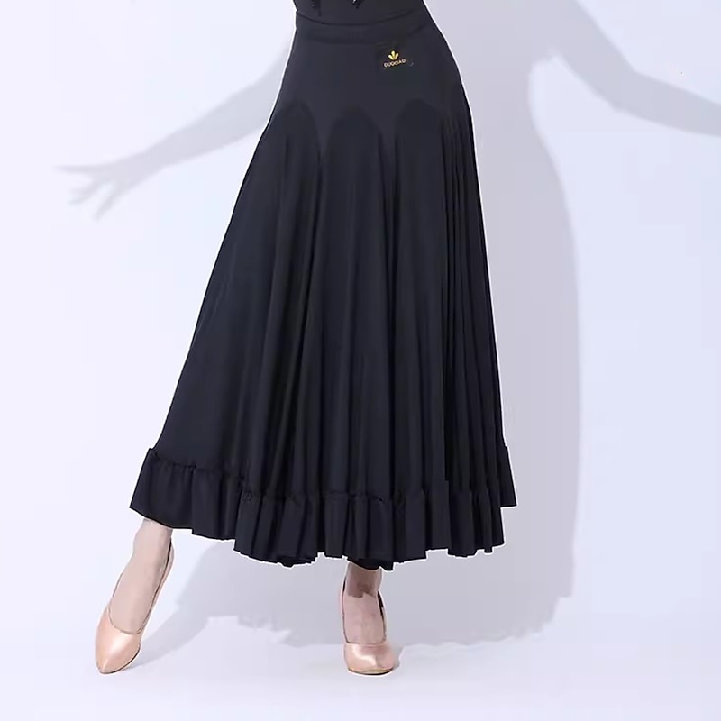 Ballroom Dance Skirts Pure Color Splicing Women's Performance Training Milk Fiber2