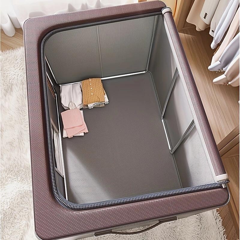 1pc Large Capacity Clothes Storage Box, Dustproof Clothing Quilt Organizer, Foldable Container For Dorm, Home4