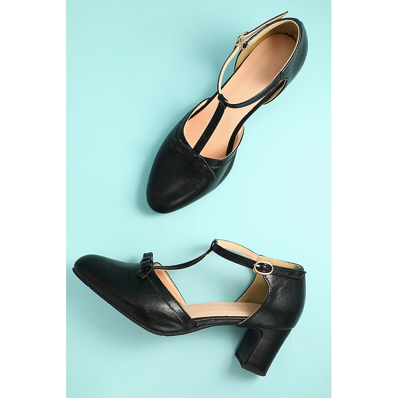 Retro Vintage 1950s Roaring 20s Shoes Chunky Heels T-strap heels Cosplay Wedding Guest Fancy Dress Women's Carnival Masquerade Party / Evening Prom Casual Daily Adults' Shoes
