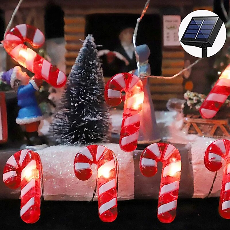 Solar Christmas Snowman Santa Claus Candy Fairy String Lights 4m 40LEDs 8 Modes Lighting Outdoor IP65 Waterproof Garland Lights Christmas Wedding Garden Patio Tree Party Holiday Decoration3