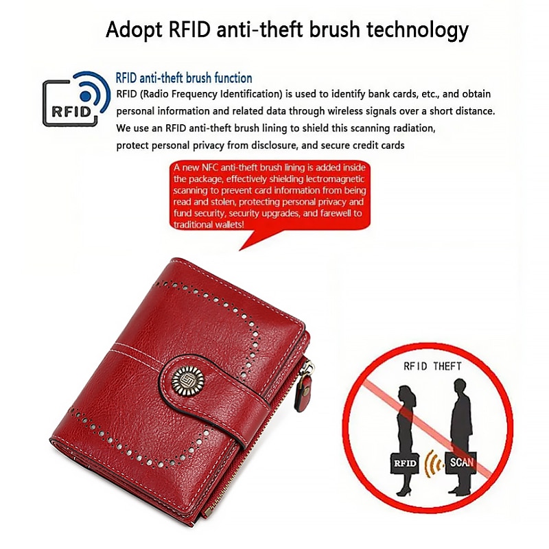 Women's RFID Blocking Faux Leather Wallet – Large Capacity Vintage Bifold Clutch Purse with Zipper Coin Pocket for Everyday & Travel Use4