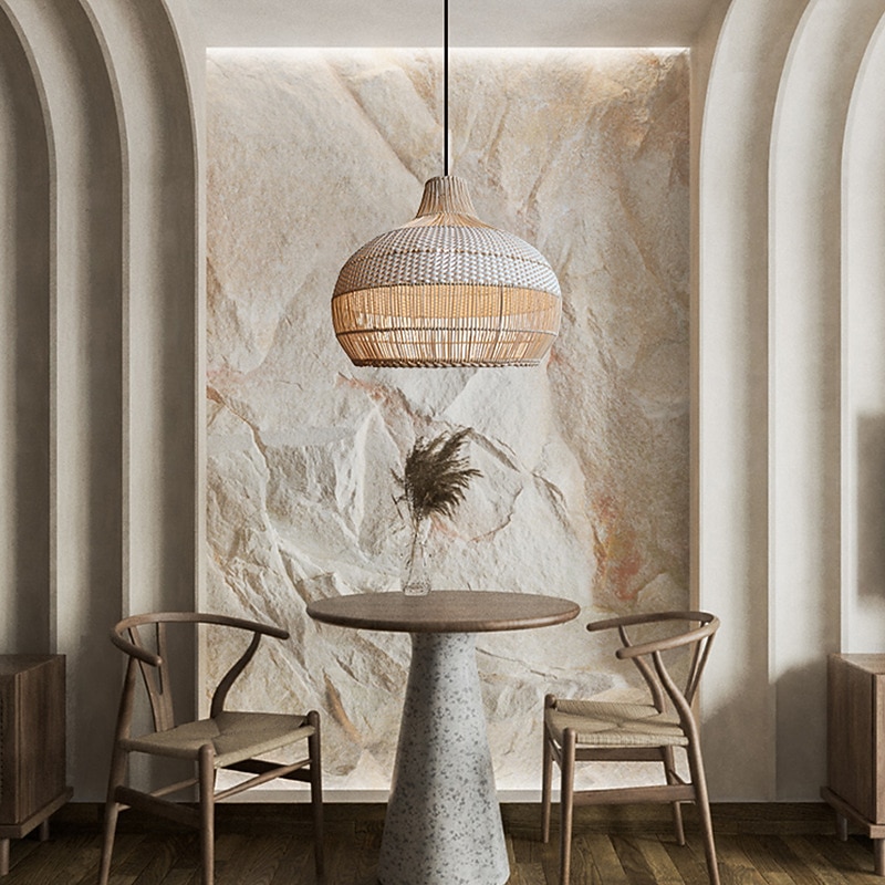 Bamboo Chandelier Retro Japanese Idyllic Style E26/E27 Chandelier Ceiling Lighting is Applicable to Living Room Bedroom Restaurant Cafe Bar Restaurant Club110-240V4