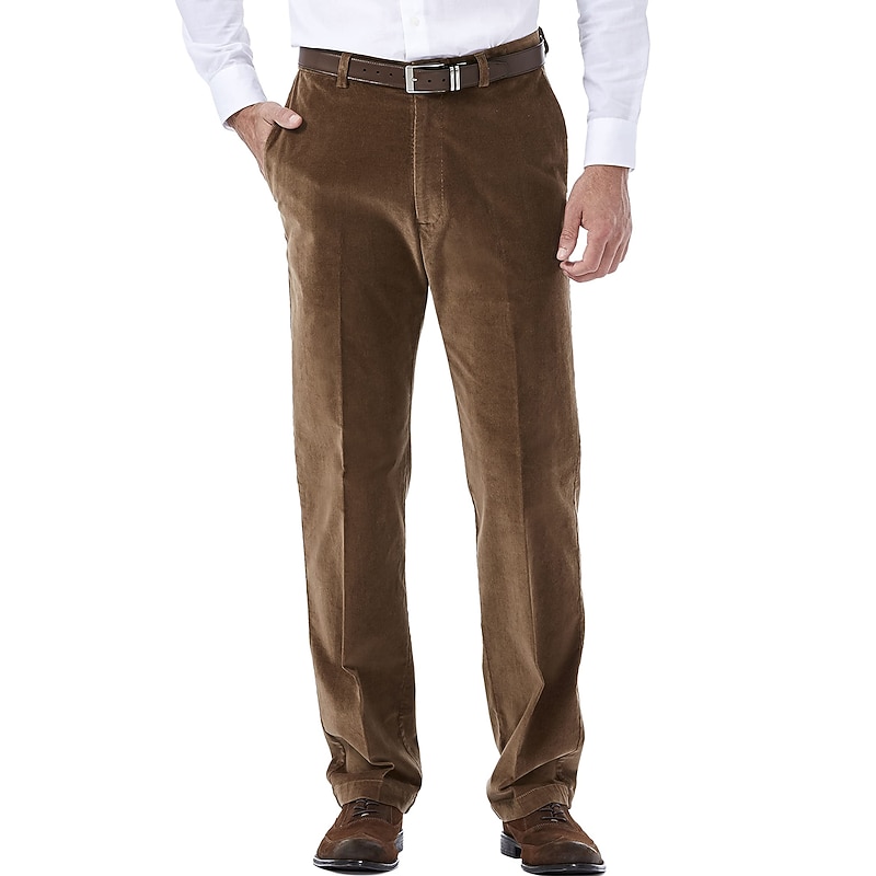 Men's Dress Pants Corduroy Pants Winter Pants Trousers Suit Pants Pocket Plain Comfort Breathable Outdoor Daily Going out Fashion Casual Blue Green