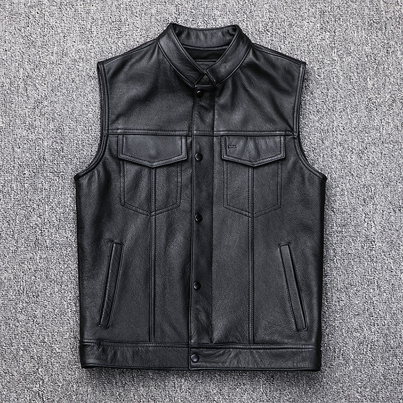 Men's Gilet Leather Vest Outdoor Daily Wear Vacation Going out Fashion Basic Fall & Winter Zipper Pocket Faux Leather Warm Plain Zipper Standing Collar Regular Fit Black Vest3