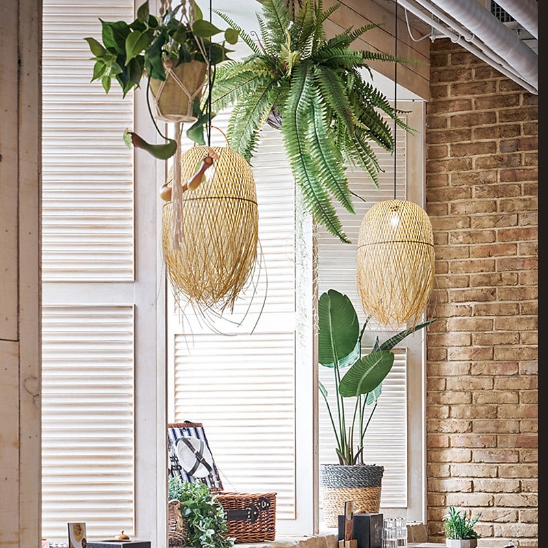 35 cm Circle / Round Design Pendant Lantern Design Pendant Light Bamboo Artistic Style Formal Style Vintage Style Vintage Country 110-120V 220-240V4