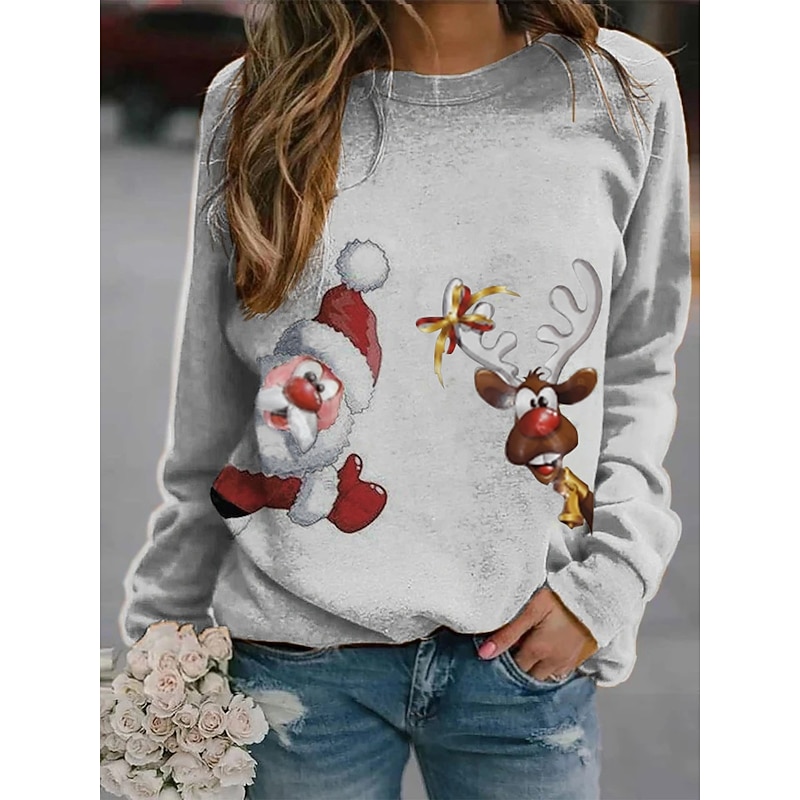 Christmas Santa Claus Reindeer Ugly Christmas Sweater / Sweatshirt Hoodie Pullover Adults' Women's Christmas Cosplay Christmas Christmas Carnival Masquerade Easy Carnival Costume