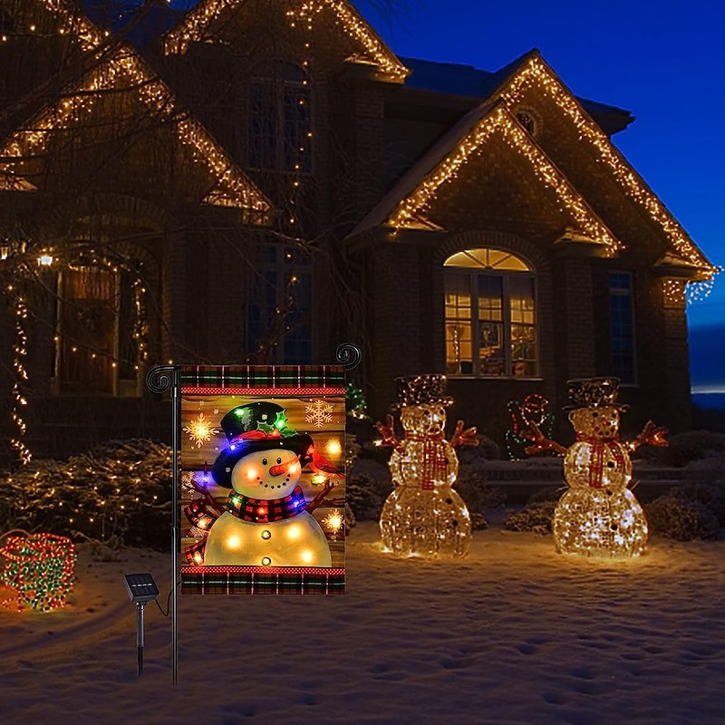 Christmas LED Snowman Garden Flag Winter Yard Garden Flag3