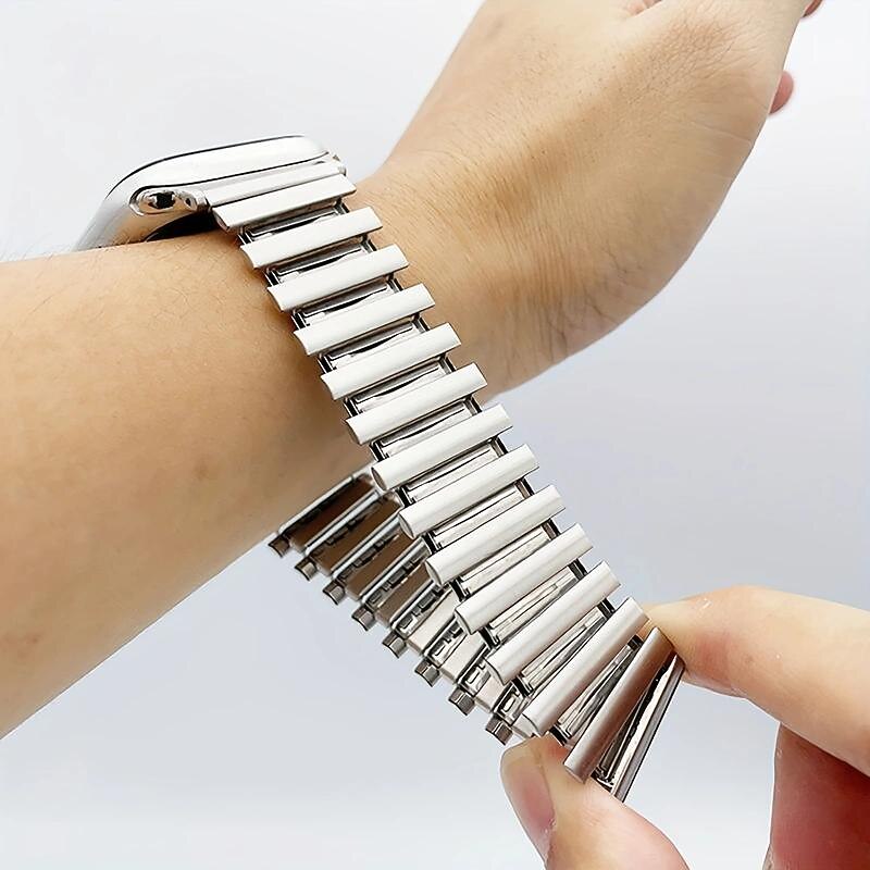 Upgrade Your Apple Watch with a Durable Stainless Steel Elastic Watchband - Fits Series 8, 7, 6, 5, 4, 3 & 49mm, 40mm, 44mm, 42mm, 45mm, 41mm & 38mm Models