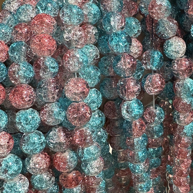 50pcs 8mm Cracked Glass Beads For Jewelry Making, Spacer Beads, Round Shape With Cracks, Loose Beads For Bracelet And Necklace Making, Suitable For Diy Crafts, Friendship Bracelets, Earrings2