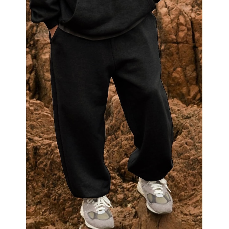 Men's Fleece Pants Sweatpants Joggers Trousers Pocket Plain Comfort Breathable Outdoor Daily Going out Fashion Casual Black Grey4