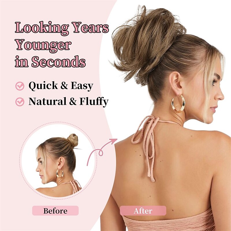 Messy Bun Hair Piece Side Comb Clip in Messy Hair Bun Short Wired Updo Extension for Women Tightness Adjustable Easy Hairpiece3
