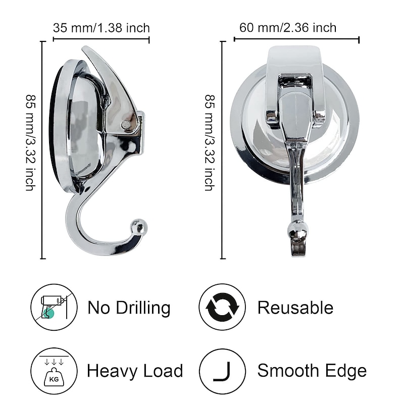Suction Cup Hooks Heavy Duty Vacuum Suction Shower Hooks Glass Suction Cup Hooks Bathroom Robe Hooks Reusable, No Hole Punched, for Garland Decoration4
