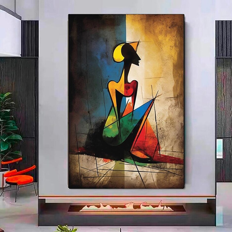 Hand Painted Abstract Painting Texture Girl Original Oil Paintings on Canvas as Personalized Gift Modern Wall Decor Fashion Girls Rolled Canvas (No Frame)