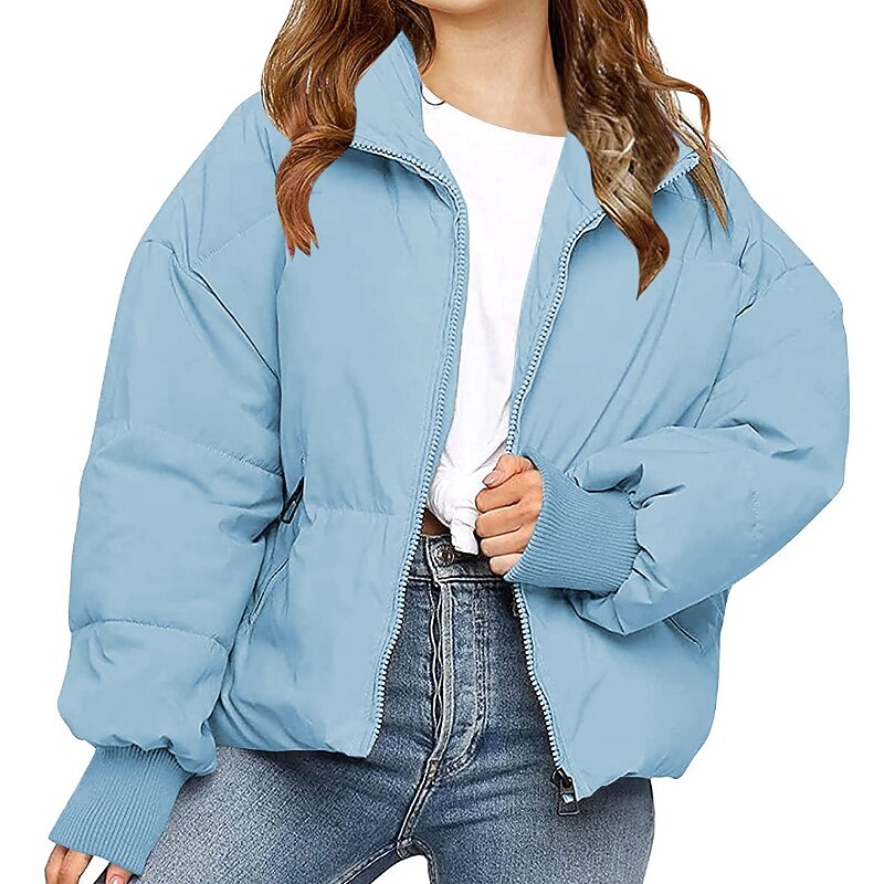 Kids Girls' Puffer Jacket Solid Color Active Zipper School Coat Outerwear 7-13 Years Spring Black Pink Blue4