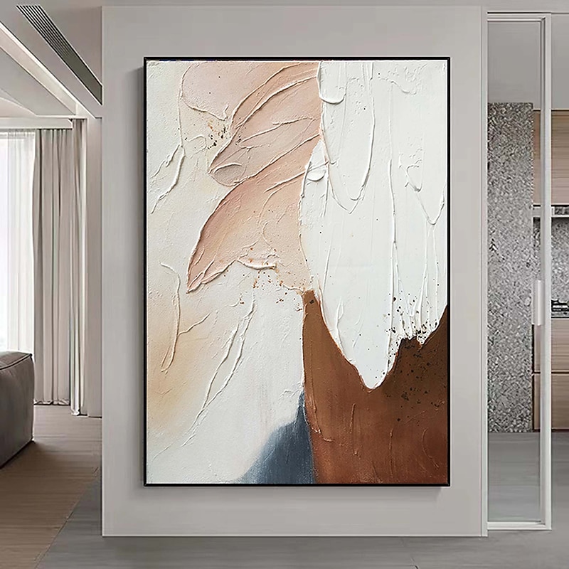 Handmade Hand Painted Oil Painting Wall Art Large Original Beige Abstract Painting Gray Painting Modern pink Oil Painting Minimalist Abstract Painting Decor Rolled Canvas No Frame Unstretched4