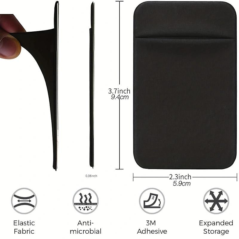 Cell Phone Card Holder Pocket For Back Of Phone Stretchy Lycra Stick On Wallet Credit Card ID Case Pouch Sleeve Self Adhesive Sticker With Flap2