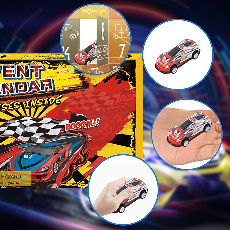 Advent Calendar Racing,Christmas Gift Truck Advent Calendar - 24 Days Countdown Calendar Race Car Stocking Stuffer Toys For Kids3