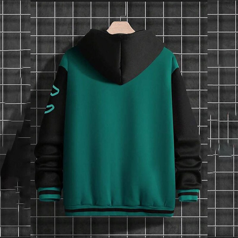 Men's Bomber Jacket Transition Jacket Varsity Jacket Outdoor Vacation Warm Buttons Pocket Fall Winter Color Block Fashion Streetwear Standing Collar Regular Apple Green Black Burgundy Brown Green4