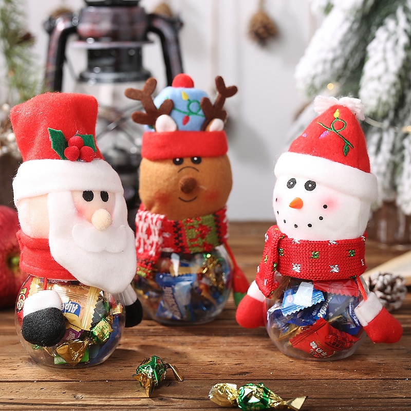 Christmas Candy Jar Storage Bottle,Christmas Bags for Sweets Christmas Box Gift Christmas Decorations2