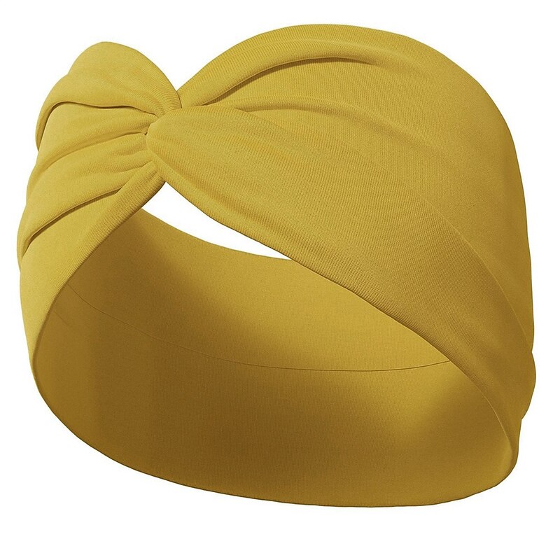 Fashionable Women's Wide Brimmed Headscarf Solid Color Elastic Fabric Cross Hair Band Hair Accessories Yoga Running Sports Hair Band4