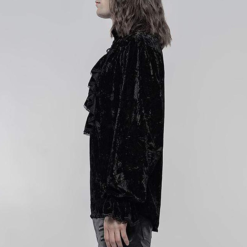 Men's Gothic Ruffles Loosed Velvet Shirts Punk & Gothic Medieval Steampunk Vampire  Cosplay Costume Halloween Party2
