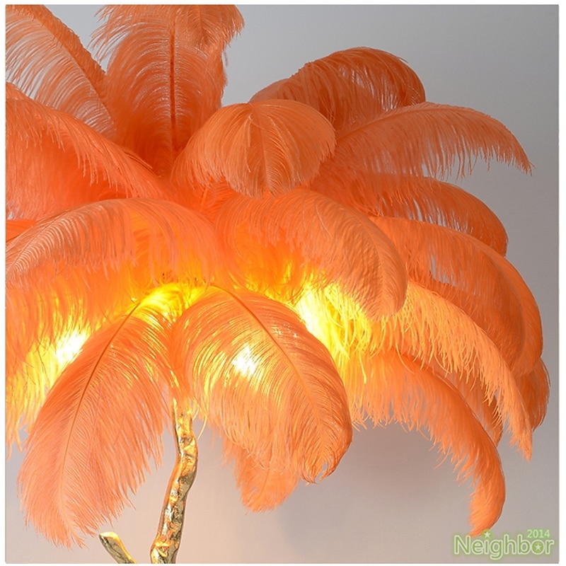 Ostrich Feather Bedside Lamp Modern Table Lamp for Living Room Bedroom Bar Restaurant Warm White/White 110-240V4