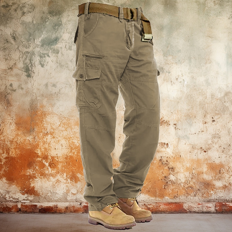 Men's Cargo Pants Cargo Trousers Work Pants Pocket Plain Comfort Breathable Outdoor Daily Going out Fashion Casual Army Yellow Black4