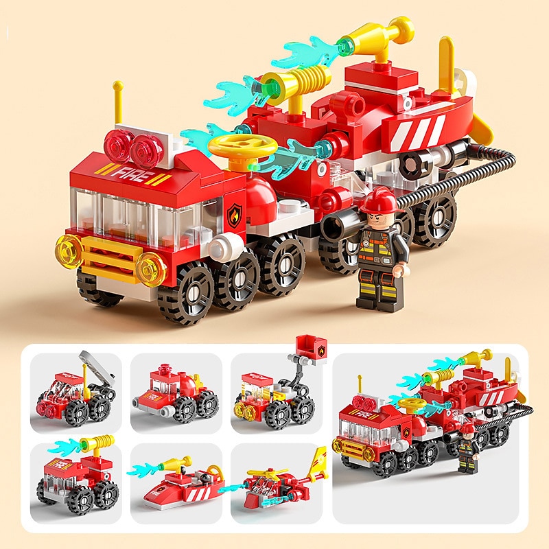 Modular Small Particle Assembly Cars Boys' Street Stalls Toys Children's Puzzle Tanspolice Vehicle2