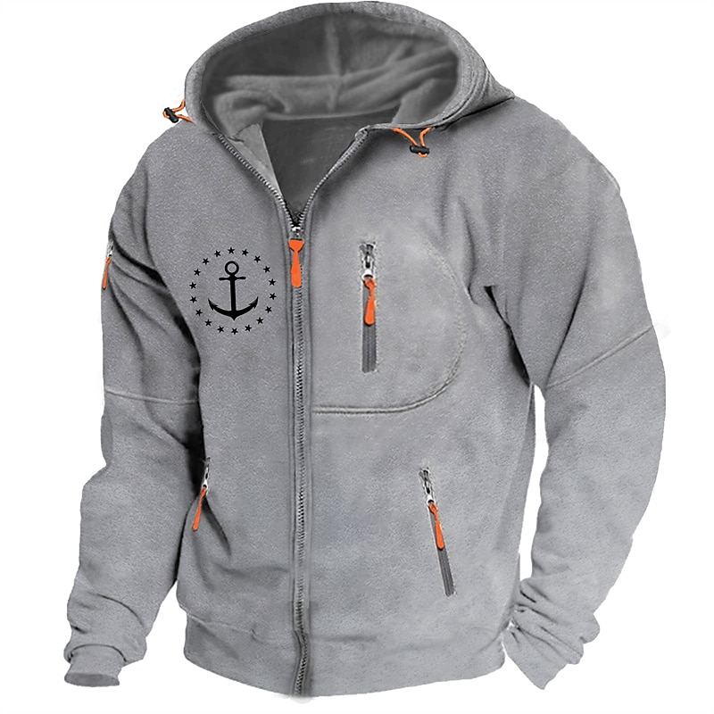 Men's Graphic Prints Rudder Hoodies Long Sleeve Sweatshirts  Hooded Fashion Daily Vacation Going out Spring &  Fall Dark Blue Dark Gray Gray Clothing Apparel Designer S M L XL 2XL 3XL