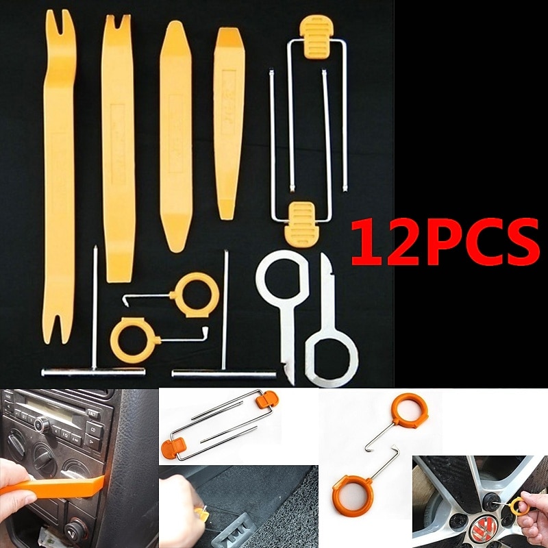 12pcs Auto Car Radio Door Clip Panel Trim Dash Audio Removal Installer Pry Tool