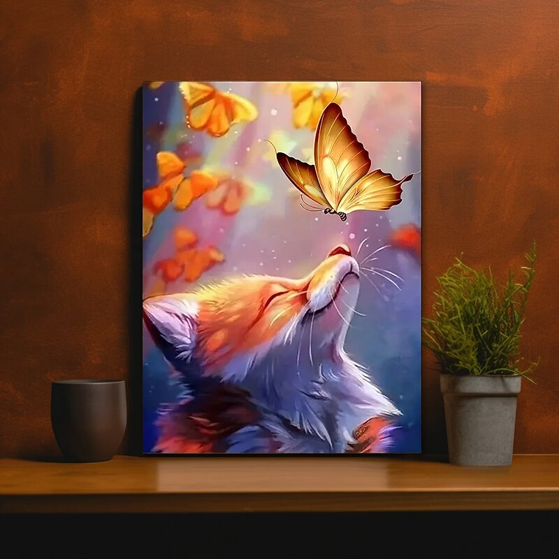 Animal Wall Art Canvas Fox Kisses Butterfly Prints and Posters Abstract Portrait Pictures Decorative Fabric Painting For Living Room Pictures No Frame4