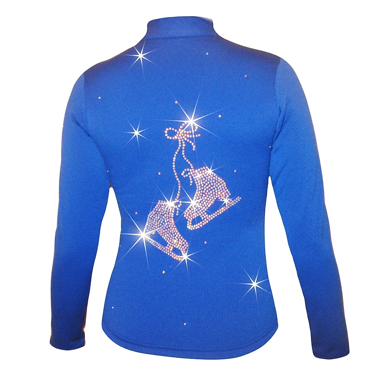 Figure Skating Fleece Jacket Women's Girls' Ice Skating Jacket Top Pink Blue Orange Stretchy Training Competition Skating Wear Thermal Warm Crystal / Rhinestone Long Sleeve Ice Skating Figure Skating3