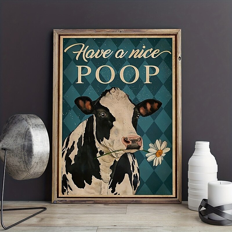 Animal Wall Art Canvas Have a Nice Poop Cow Prints and Posters Pictures Decorative Fabric Painting For Living Room Pictures No Frame2